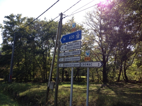 Signposts at Lac Mondon, Haute-Vienne, Limousin, France